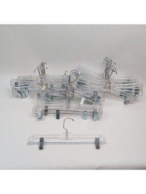 Lot x30+ Hangers Clear Plastic Skirt / Pant Clothing Retail Padded Clip 14"